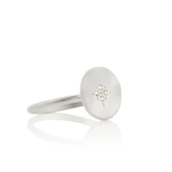 Adel Chefridi - Four Star Wave Ring with Diamonds in Sterling Silver