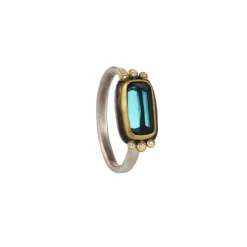 Ananda Khalsa - Rosecut Blue Green Tourmaline Ring