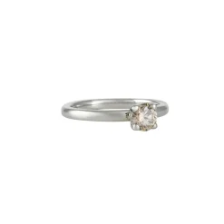 Anne Sportun - Champagne Diamond Four Prong Solitaire in 14k White