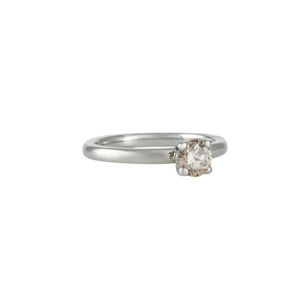 Anne Sportun - Champagne Diamond Four Prong Solitaire in 14k White