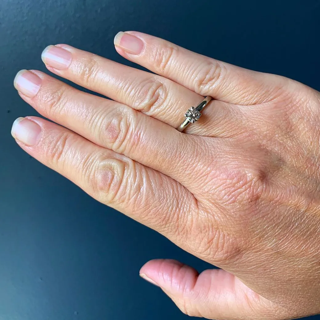 Anne Sportun - Champagne Diamond Four Prong Solitaire in 14k White