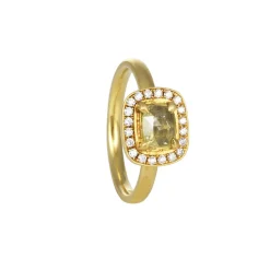 Anne Sportun - Yellow Diamond Halo Ring 18ky Size 6.5