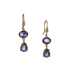 Annie Fensterstock – Double Sapphire with Diamond Accent Earrings