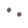 Annie Fensterstock- Sapphire Halo Stud Earrings