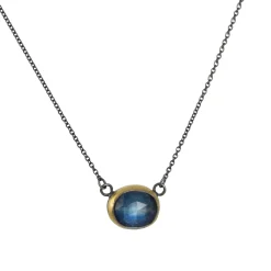 Austin Titus - Oval Rosecut Kyanite Necklace with 24k bezel