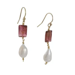 Brooklyn Gemologist - Faceted Pink Tourmaline and Pearl Earrings