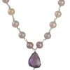 Brooklyn Gemologist - Faceted Amethyst with Pink Pearl Necklace