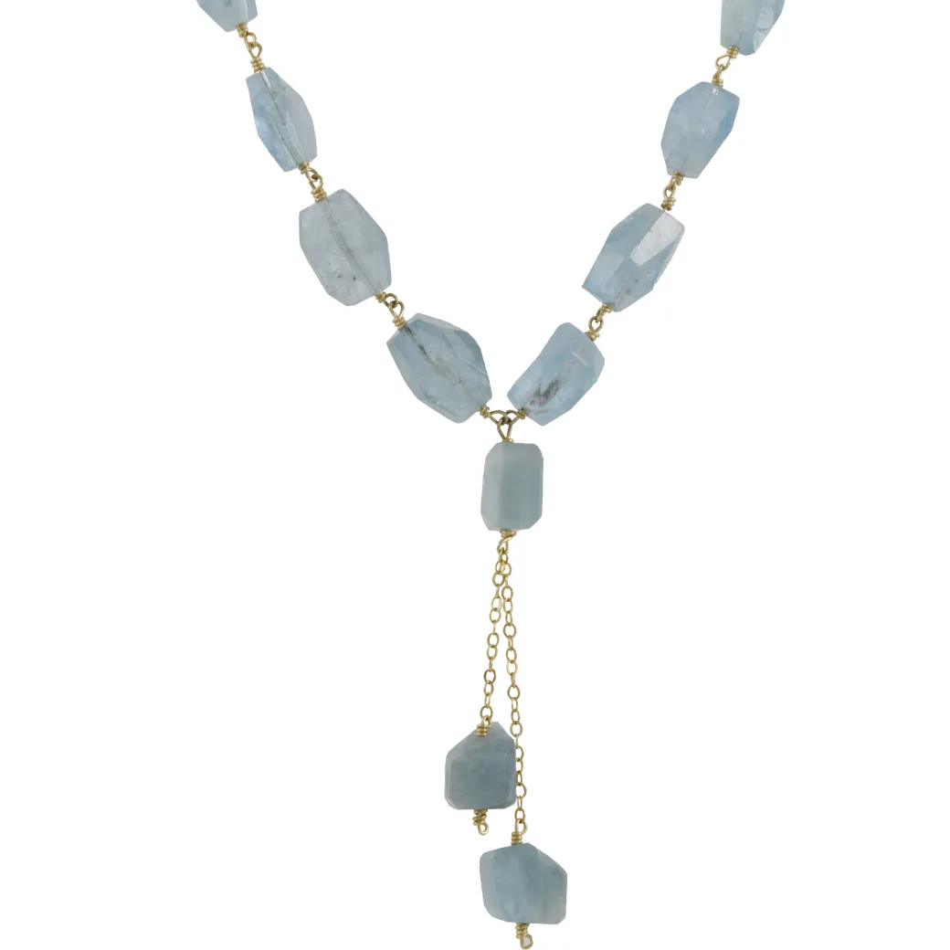 Brooklyn Gemologist - Facted Aquamarine Dangle Necklace