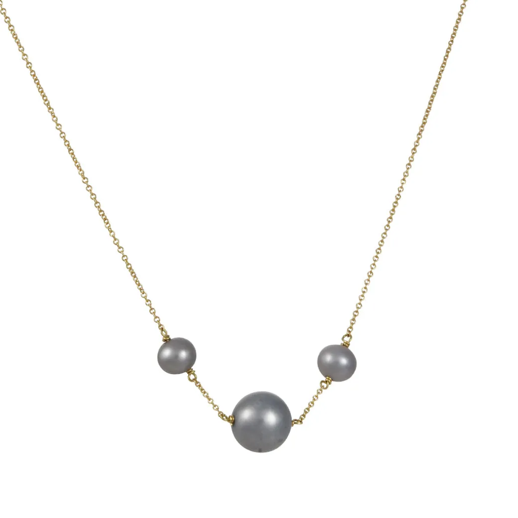 Carla Caruso - Grand Linear Grey Pearl Necklace