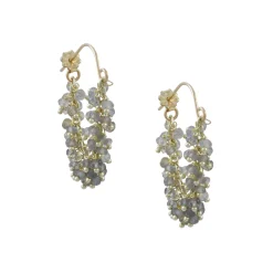 CATHERINE WEITZMAN - Fringe Hoop Earrings in Labradorite