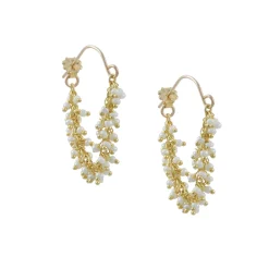CATHERINE WEITZMAN - Fringe Hoop Earrings in Keshi Pearl