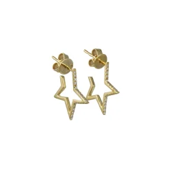 Cp Collection - Pave Diamond Open Star Hoop Earrings