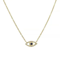 Cp Collection - Sapphire and Pave-Set Diamonds Evil Eye Necklace in 14K Gold