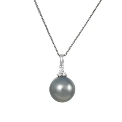 Cp Collection - South Sea Black Pearl and Diamond Pendant Necklace