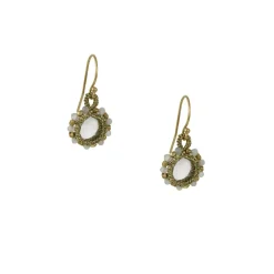 Danielle Welmond - Beaded and Crocheted Cage Drop Earrings With Crystal Quartz