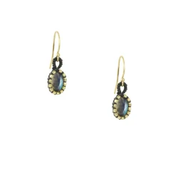 Danielle Welmond - Crocheted Cage Drop Earrings With Labradorite Ovals