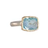 Danielle Welmond - Rectangular Textured Bezel Blue Topaz Ring
