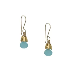 Debbie Fisher - Aqua Chalcedony with Vermeil Bar cluster earrings