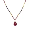 Debbie Fisher - Ruby Briolette Drop Necklace with Garnet Necklace