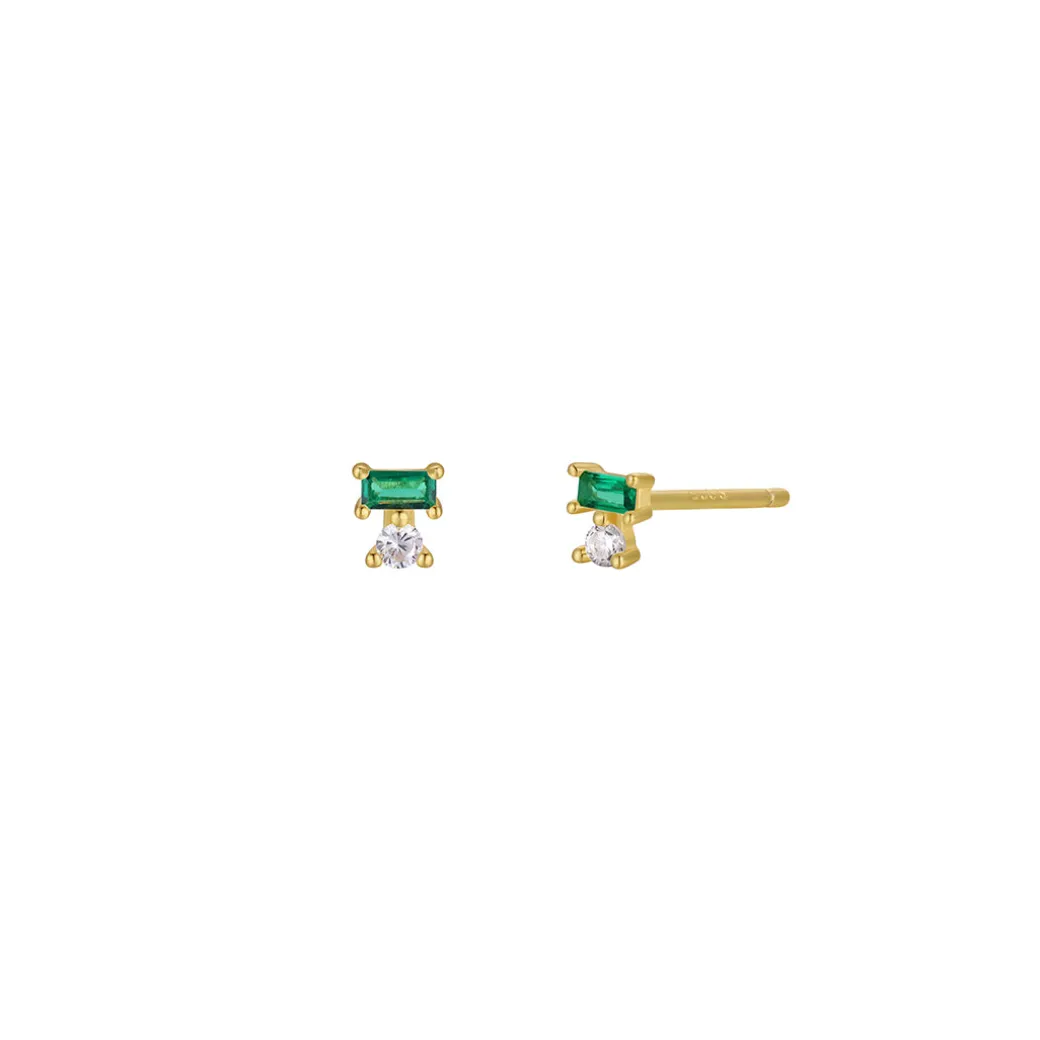 JaxKelly – Emerald Baguette + CZ Studs