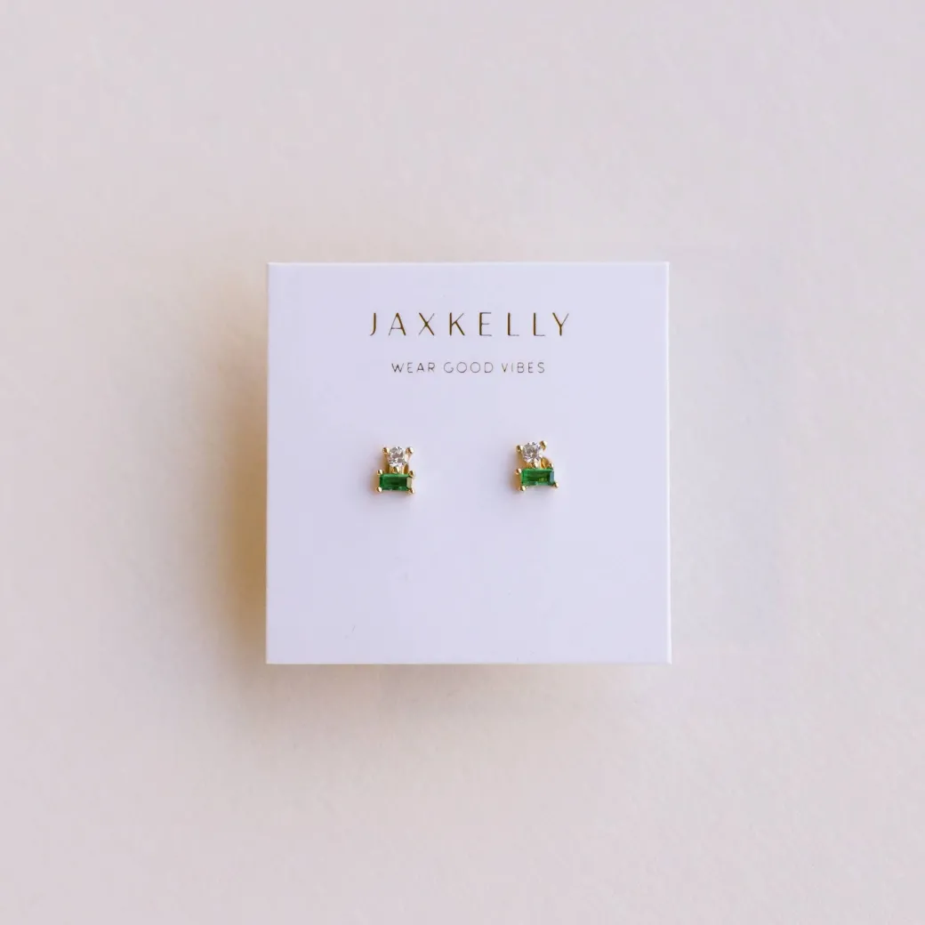 JaxKelly – Emerald Baguette + CZ Studs