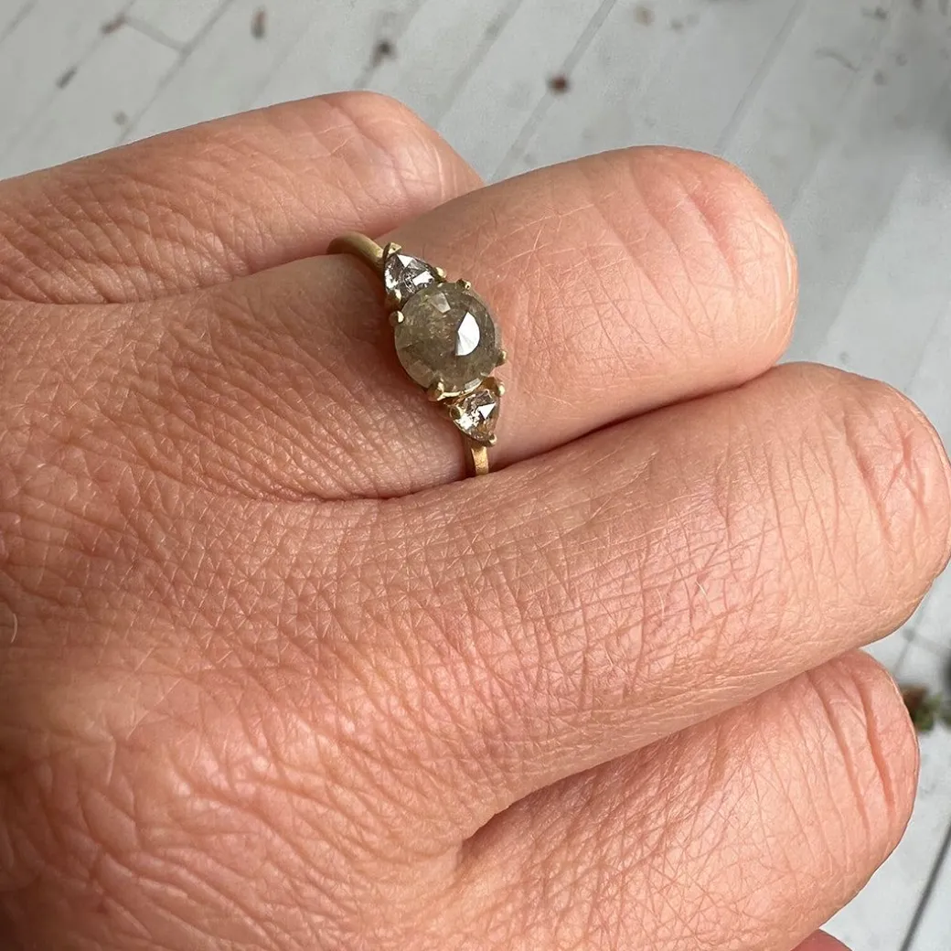 Jennifer Dawes - Three Raw Diamonds Engagement Ring