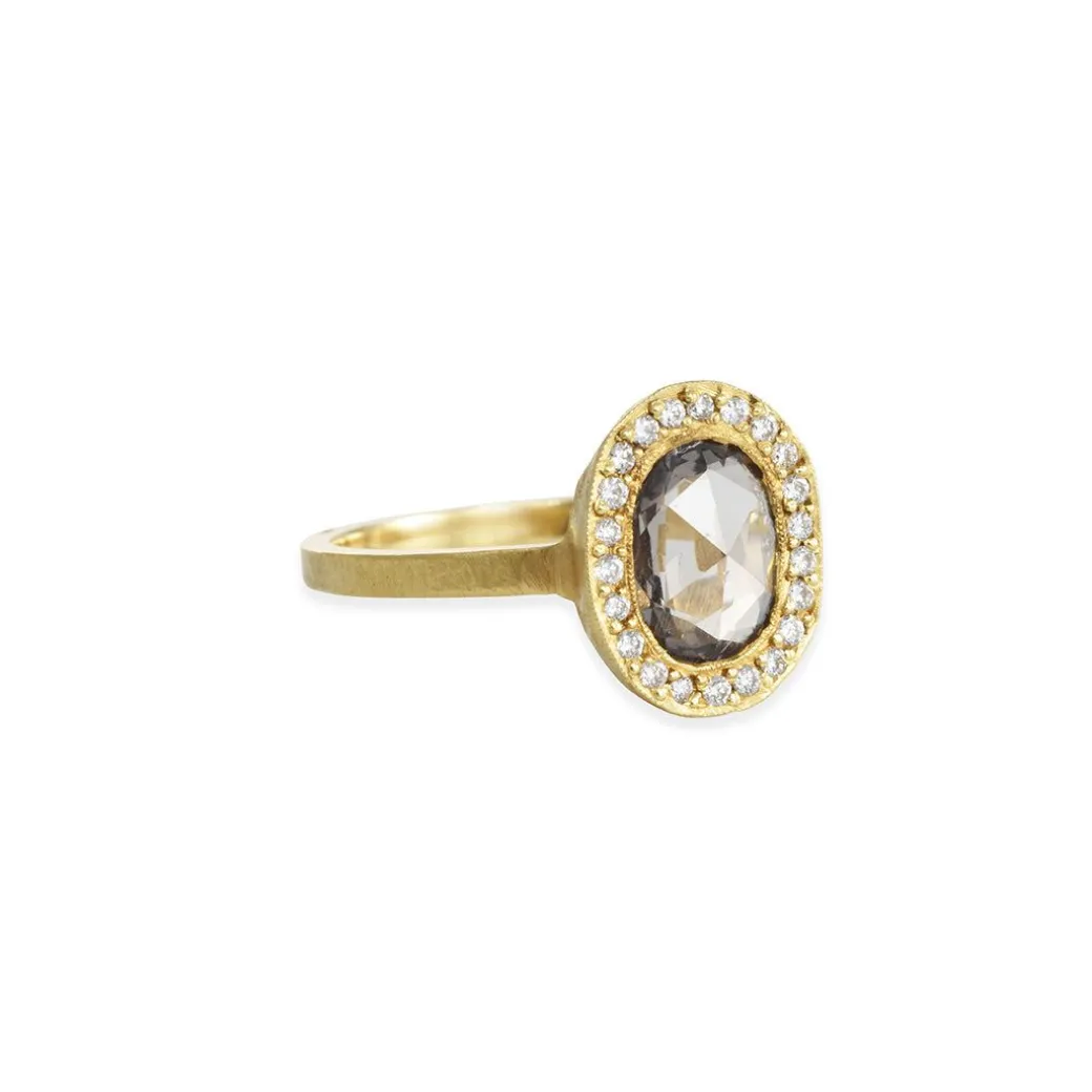 Jennifer Designs - Lux Oval Green Sapphire Diamond Halo Ring