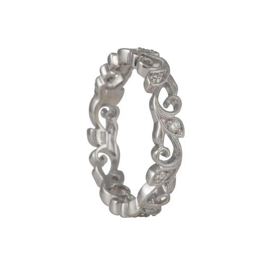 Jolie - Diamond Vine Eternity Band in 18K White Gold