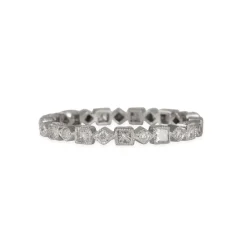 Jolie - Geometric Shapes Diamond Eternity Band in 18K White Gold