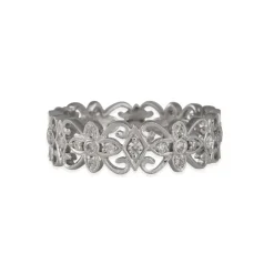 Jolie- White Diamond Curlicue Band in 18K White Gold