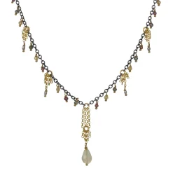 Kate Winternitz – Sapphire & Pearl Fringe Necklace with Opal Drop