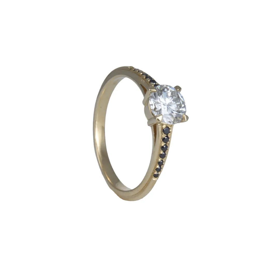 Kima – Black Diamond Monaco Ring with 0.71 ct European-Cut Diamond
