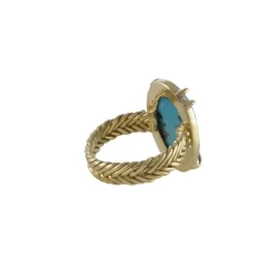 Lindsay Allen - Turquoise Ring with Herringbone Band