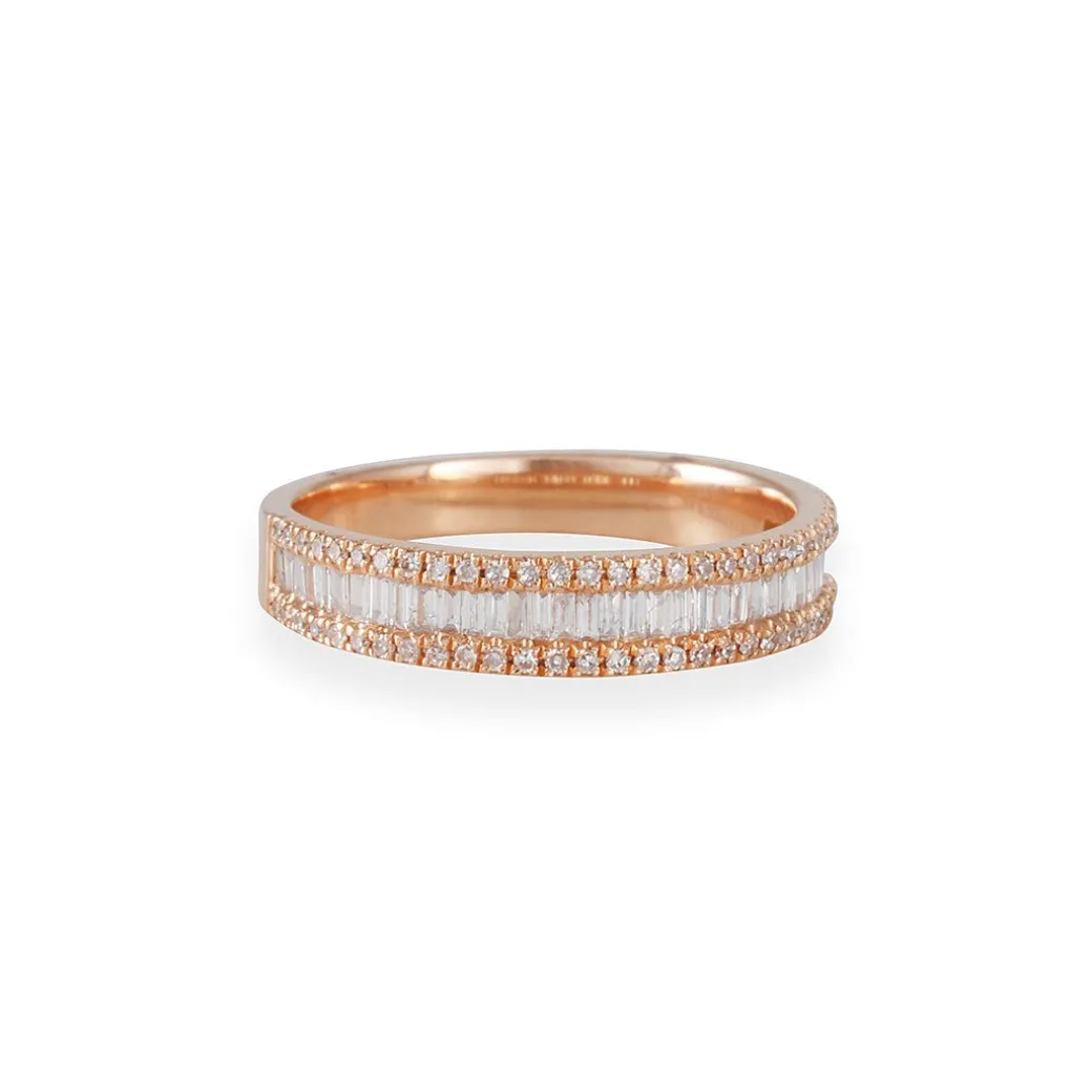 Liven - Channel Set Diamond Baguette Ring in 14K Rose Gold