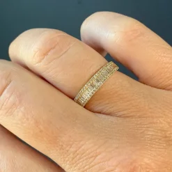 Liven - Channel Set Diamond Baguette Band in 14K Yellow Gold