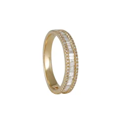 Liven - Channel Set Diamond Baguette Band in 14K Yellow Gold