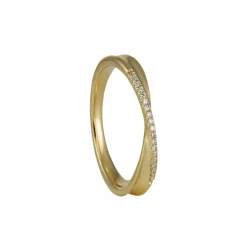 Liven - Pave Twist White Diamond Crossover Band in 14K Gold