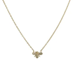 Liven - Petite Pave Bee Necklace in 14K Gold