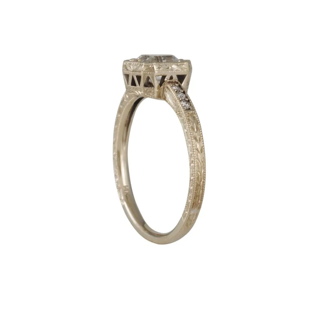 Lori Mclean - Engraved Asscher Cut Diamond Ring