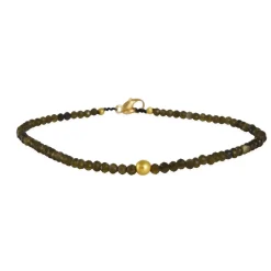 Margaret Solow – Pyrite Beaded Bracelet with 18k Gold Bead