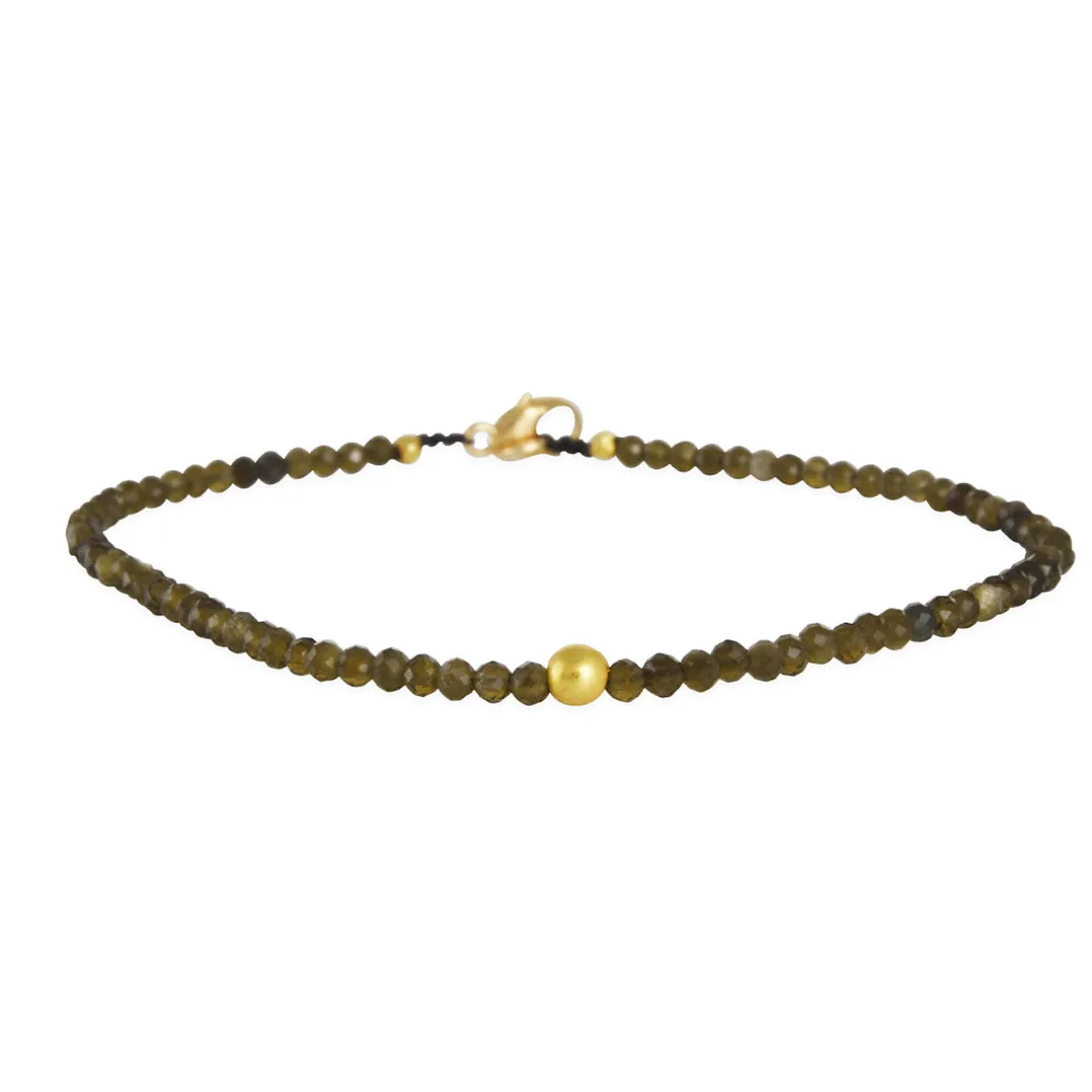 Margaret Solow – Tourmaline Beaded Bracelet with 18k Gold Bead