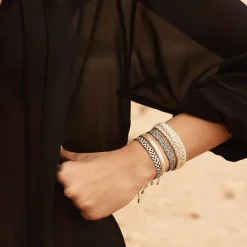 Maäyaz - Duo Bracelet Ania n°2 and Mini arrow Ebony, Gold and Silver