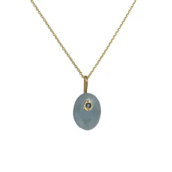 Monaka - Aquamarine pendant with Blue Sapphire Detail