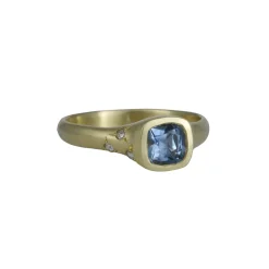 Monica Marcella - Cushion Cut Montana Sapphire Ring with Diamond Constellation