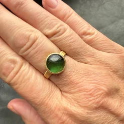 Monica Marcella – Green Tourmaline Cabochon Ribbon Band Ring