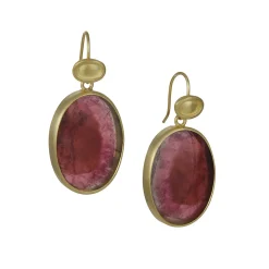 Monica Marcella - Mega Magenta Tourmaline Watercolor Oval Earrings