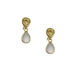 Monica Marcella – Rainbow Moonstone Cabochon Drop Earrings