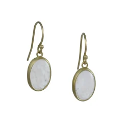Monica Marcella – White Plume Agate Oval Earrings