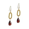 Philippa Roberts - Twisted Oval Drop Earrings with Garnet
