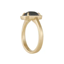 Rebecca Overmann - Emerald Cut Grey Diamond Halo Ring